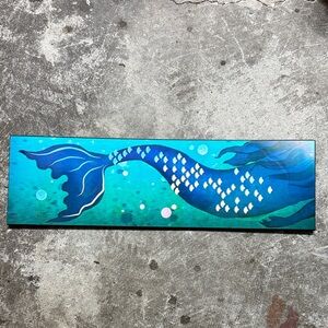 Blue Mermaid Tail Canvas Art - Teal & Navy